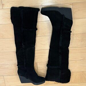 DVF Over the Knee Heidi Shearling black boots sz 10.5